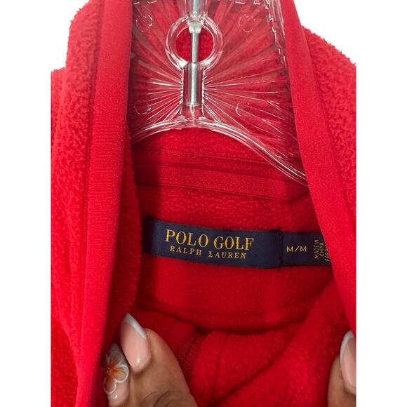 Ralph Lauren Polo Golf Fleece Vest Men's Red Sleeveless Outdoor Full Zip Medium - Picture 2 of 10